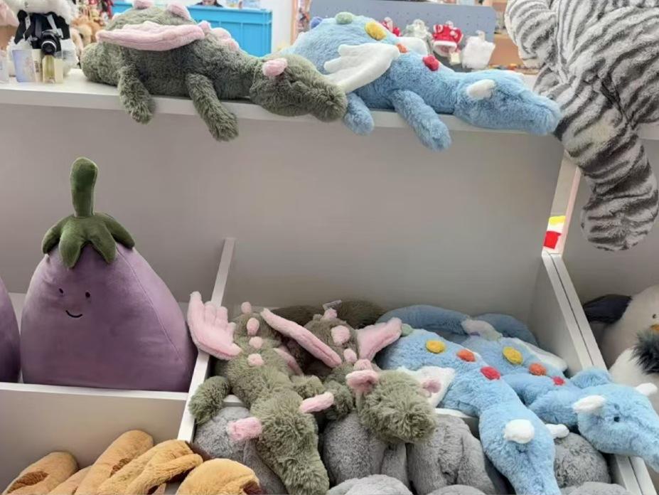 Plüschtier: Hausliche Jellycat Himmel-, Matcha-, Schnee-, Rosa- und Kaki-Drachen