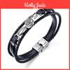 And American European Hiphop Mens Bracelets Mens Musical Note Leather Bracelets Simple Multilayered Braided Trendy Mens Bracelets