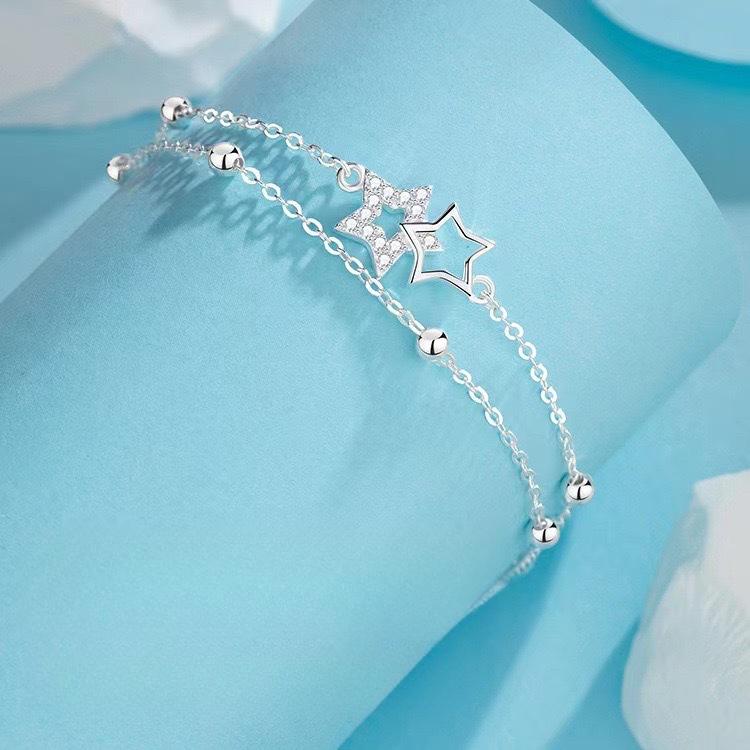 Starry Sky Story Bracelet Double-layer Stacked Five-pointed Star Round Beads Women's Jewelry Niche Design Simple Temperament New Jewelry