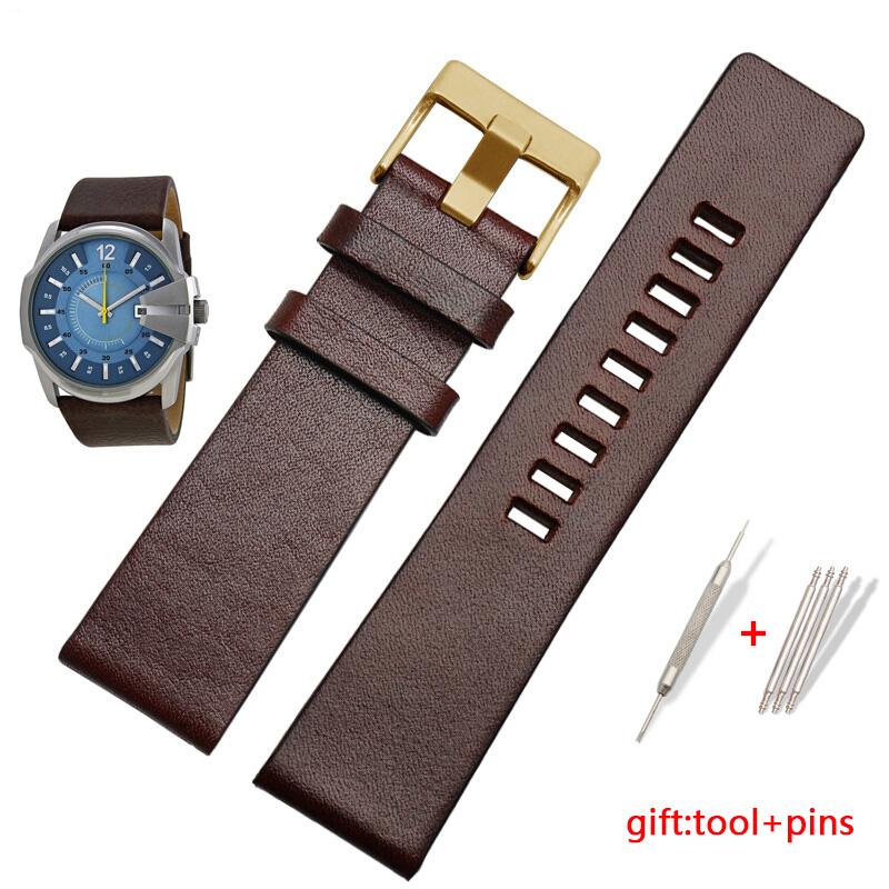 Genuine leather watchband For Diesel DZ4343/4405/7257/4423/1657 watchband 22 24 26 28 30 32 34mm cow leather with rivet straps