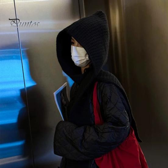 Entegre Atkılı Örgü Şapka Rüzgar Geçirmez Kalın Başlık Sarılı Tasarım Şapka Kulak Koruması Fotoğraf Şapkası Çift Taraflı Atkı Dış Mekan Şapkası