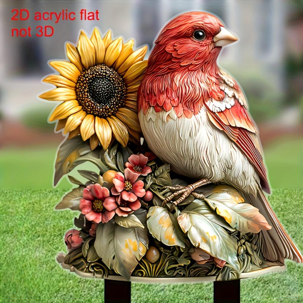 Cute blue bird, 2D flat acrylic, decoration, outdoor, suitable for garden, lawn, gifts, Christmas, Halloween