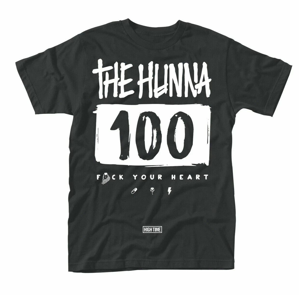 

Officially licensed The Hunna 100 Logo Mens Black 100% Cotton T-shirt Mens Tees Top The Hunna Classic Tee L