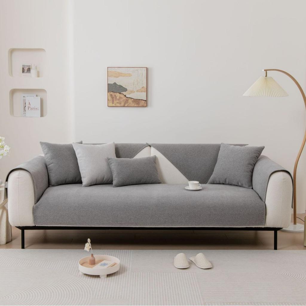 Solid Color Linen Sofa Cover New Modern Simple Comfortable Soft All Season Universal Anti Slip Skin Friendly Soft Sofa Cushion
