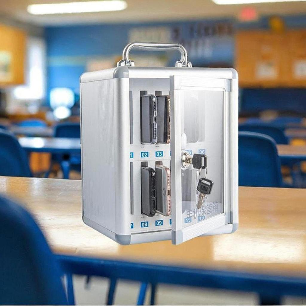 Cell Device Locker, Wall-Mounted Security Box with Handle, Portable Storage Solution for Classroom