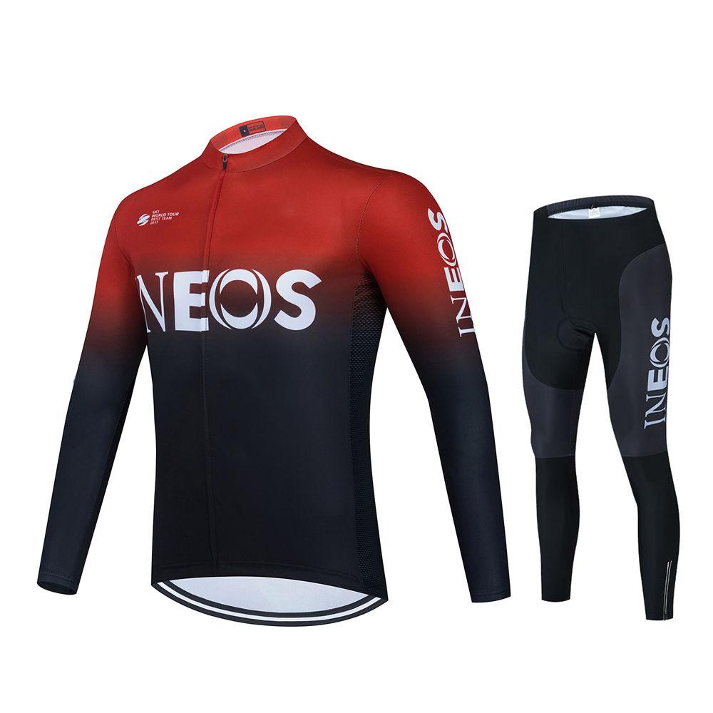 Ineos Team Long Sleeve Cycling Jersey Set for Men, MTB Bike Clothing, Bicycle Wear, 19D Gel Bib Pants 2026