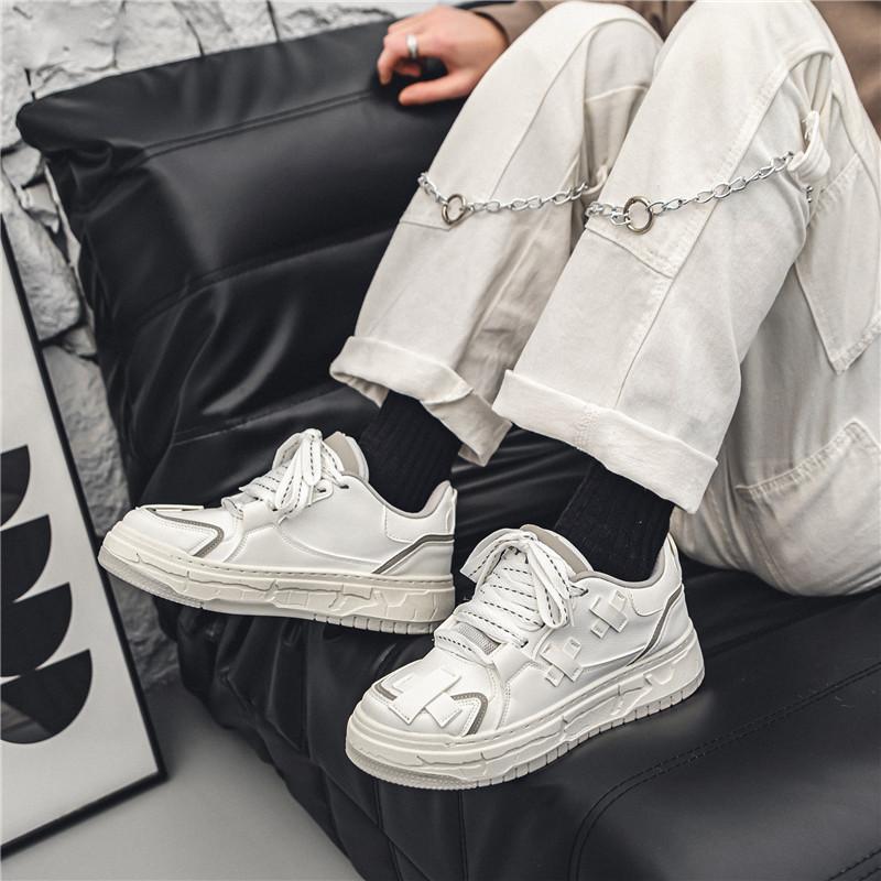 Guochao Patch Shoes 2024 Autumn New Fashion Versatile Thick Baseplate Shoes Classic Bread Casual Sports Men's Shoes