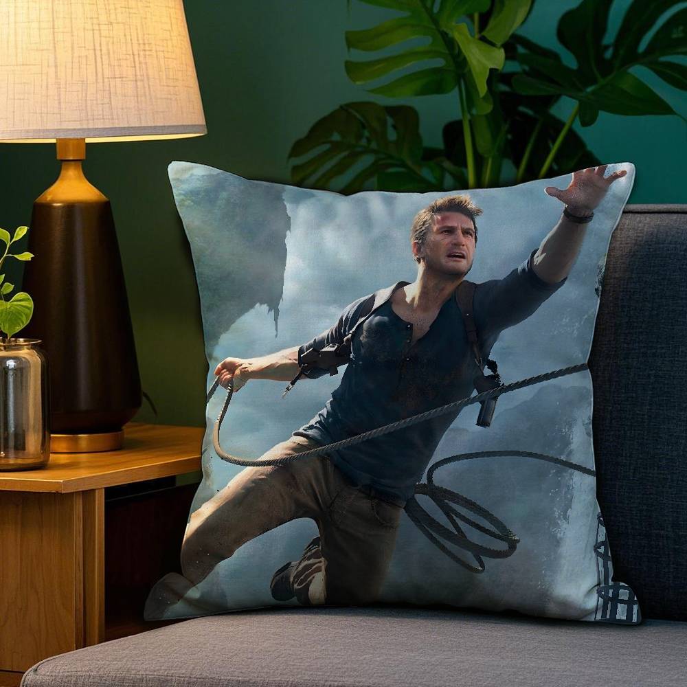 U-Uncharted V-Video Pillow Case Sofa Living Room Bedroom Double-sided Printing Square Cushion Nap Time Cushion Cover