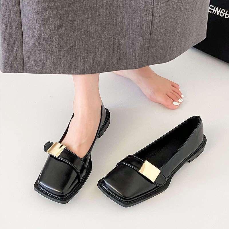 Women's Flat Mary Jane Shoes Square Toe Moccasins Black Ladies Footwear On Offer Casual Low Price 2025 Summer Y2k Shoe Popular