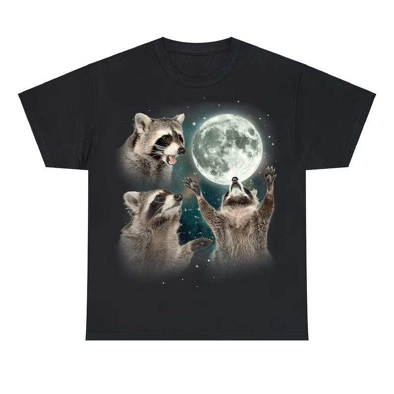 Three Raccoons Tshirt, Retro Raccoon Moon Tshirt, Funny Raccon Tee Allsize Unisex T-Shirt S