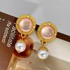 Fashion Classic Pink Color Crystal Enmale Earrings For Women Girls Exquisite Design Pendant Flower Ear Rings Jewelry Accessories