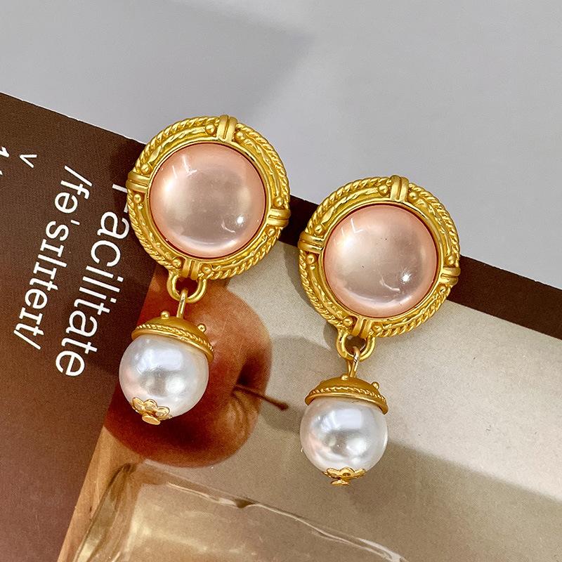 Fashion Classic Pink Color Crystal Enmale Earrings For Women Girls Exquisite Design Pendant Flower Ear Rings Jewelry Accessories