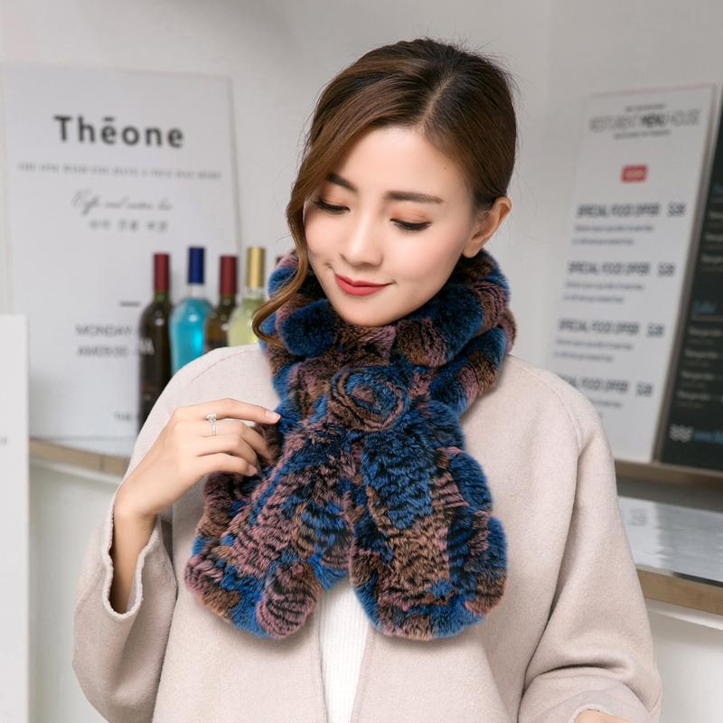 Women Scarf Winter Fur Scarf Real Rex Rabbit Fur Korea Muffler Scarf Ladies Mufflers