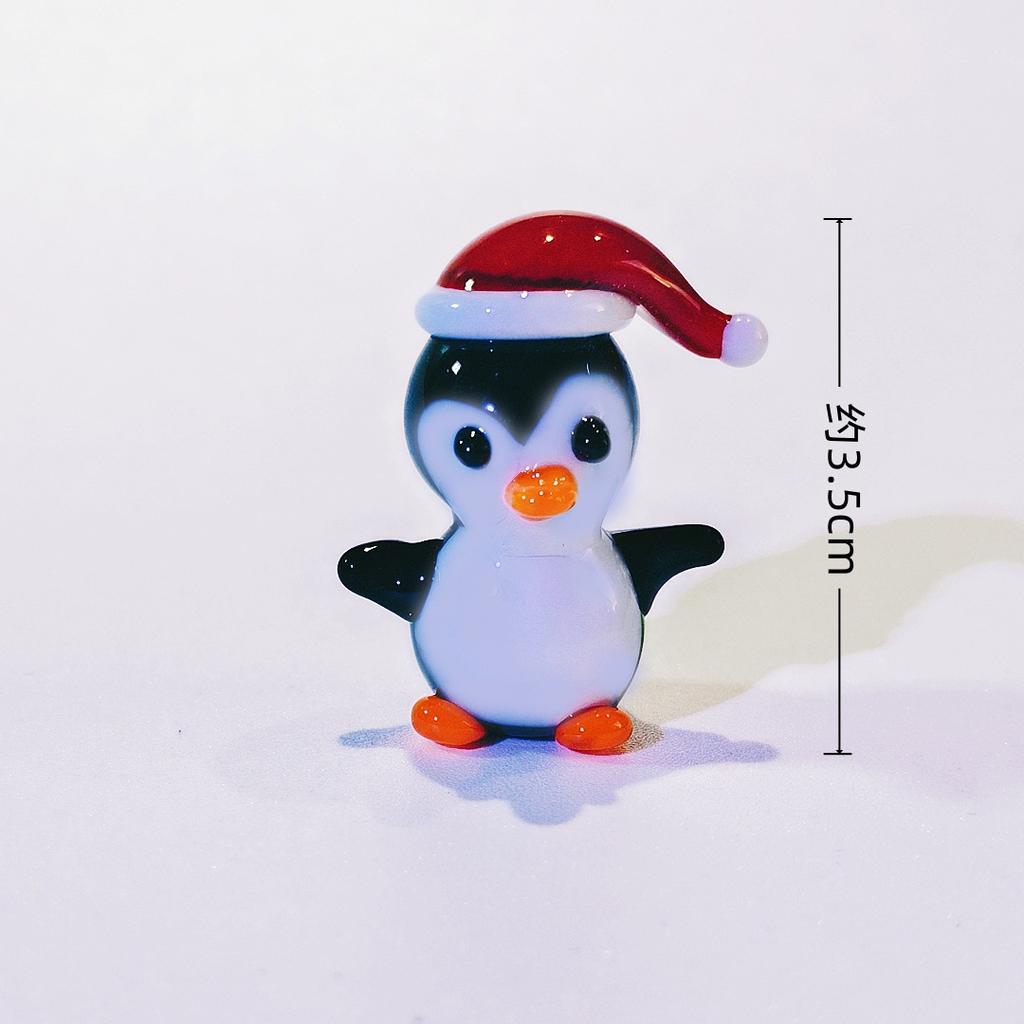 Mini Glass Penguin Figurine Cute Animal Household Tabletop Christmas Ornament Living Room Car Gifts Decoration Supplies New