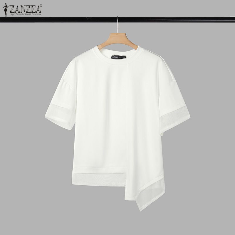 ZANZEA Women Casual Round Neck Summer Half Sleeve T-Shirts