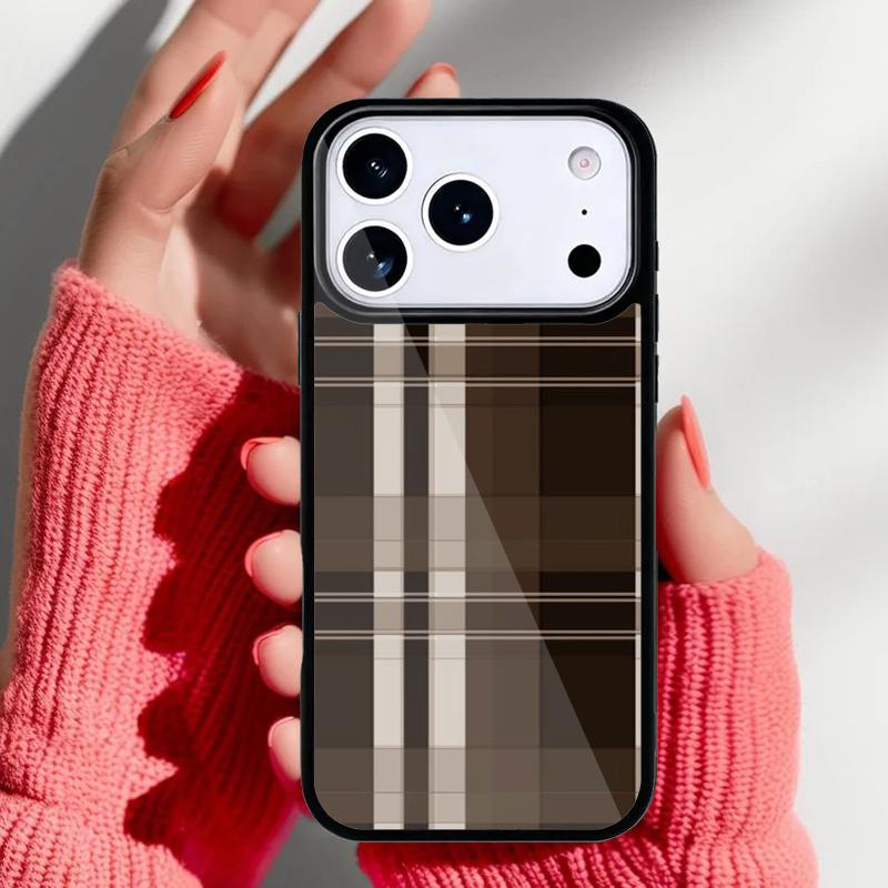 Braune Karo-Handyhülle für iPhone 17 16 15 14 13 Pro Max Rückabdeckung für 12 11 Pro Coque