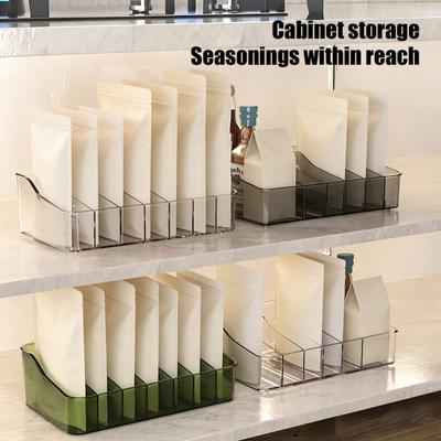 Seasoning Packet Organizer Spice Tea Packets Storage Box with Adjustable Dividers Transparent
