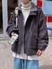 Herren Cord Baumwolljacke im Hongkong-Stil mit warmem Lammwollfutter und Stehkragen