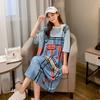 Women T-shirt Dress Plus Size Long Dress Cartoon Home Nightdress