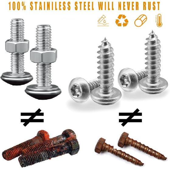 Anti Theft License Plate Screws, Anti Theft License Plate Frame Bolts Tamper Resistant Fasteners, Stainless Steel License Plate Screws, 1/4"(M6)