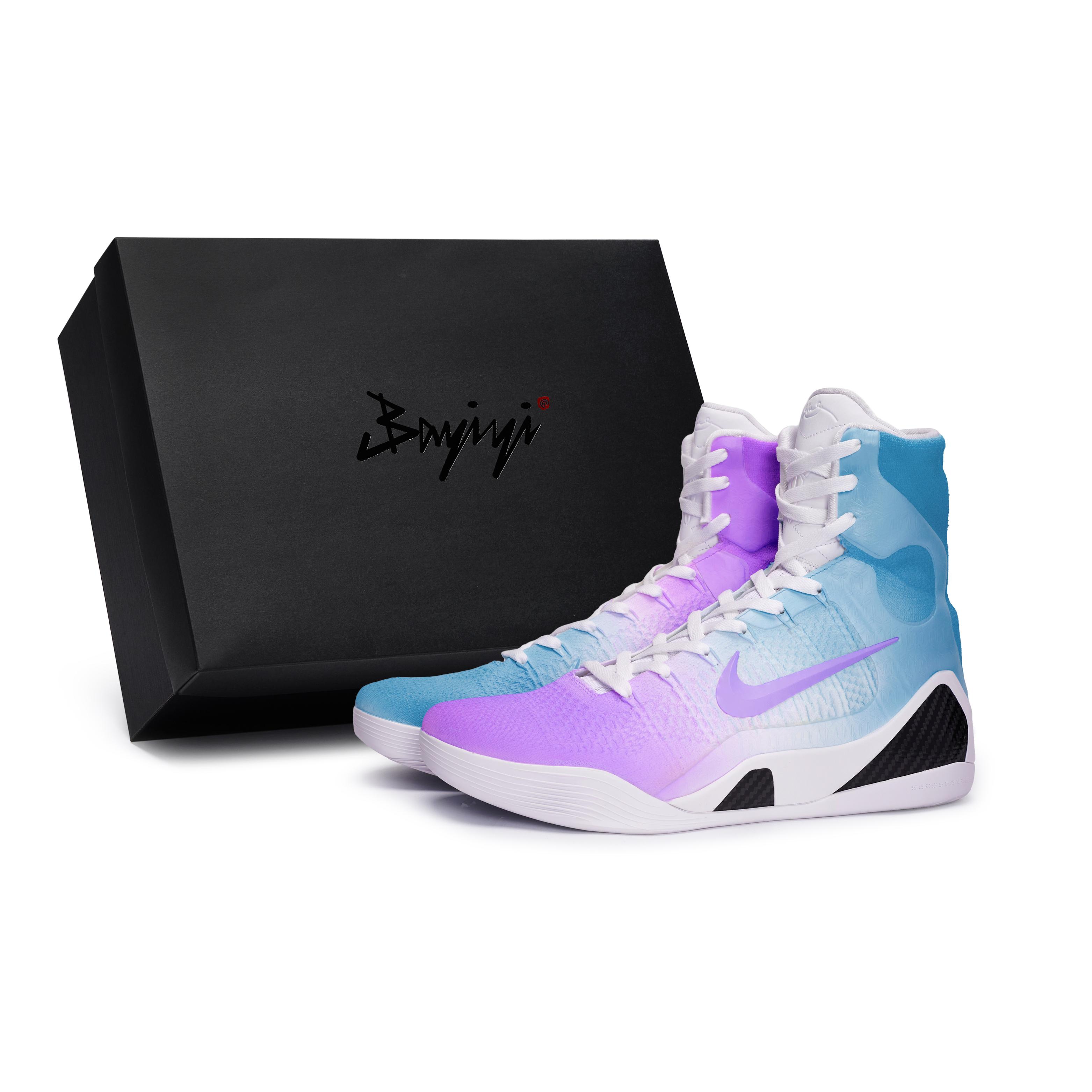 

Nike Kobe 9 Slip Resistant High top Basketball Shoes Unisex White Black Blue Purple FZ7335-100(Team80-S-BOX) 45