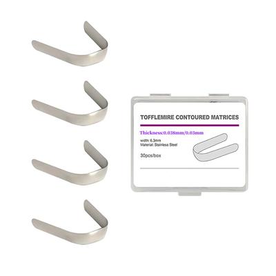 30 Pezzi Matrice Dentale Toflimel Matrice Contornata Acciaio Inossidabile Matrice Doppia Contornata Con 0,03 Mm/0,038 Mm Materiale Dentale
