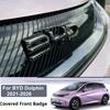 For BYD Dolphin 2021-2026 Car Coverage Non-Dismantle Black Warrior Front Badge Modification Carbon Fiber Front Emblem Accessory