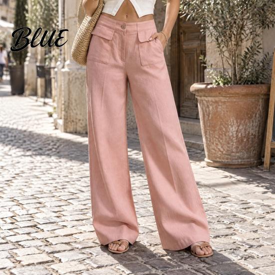 Casual Pants Women Straight Wide Leg Trousers Loose Fit Drapey High Waisted for Work Pants Solid Color Dressy Trousers Office Travel Comfortable