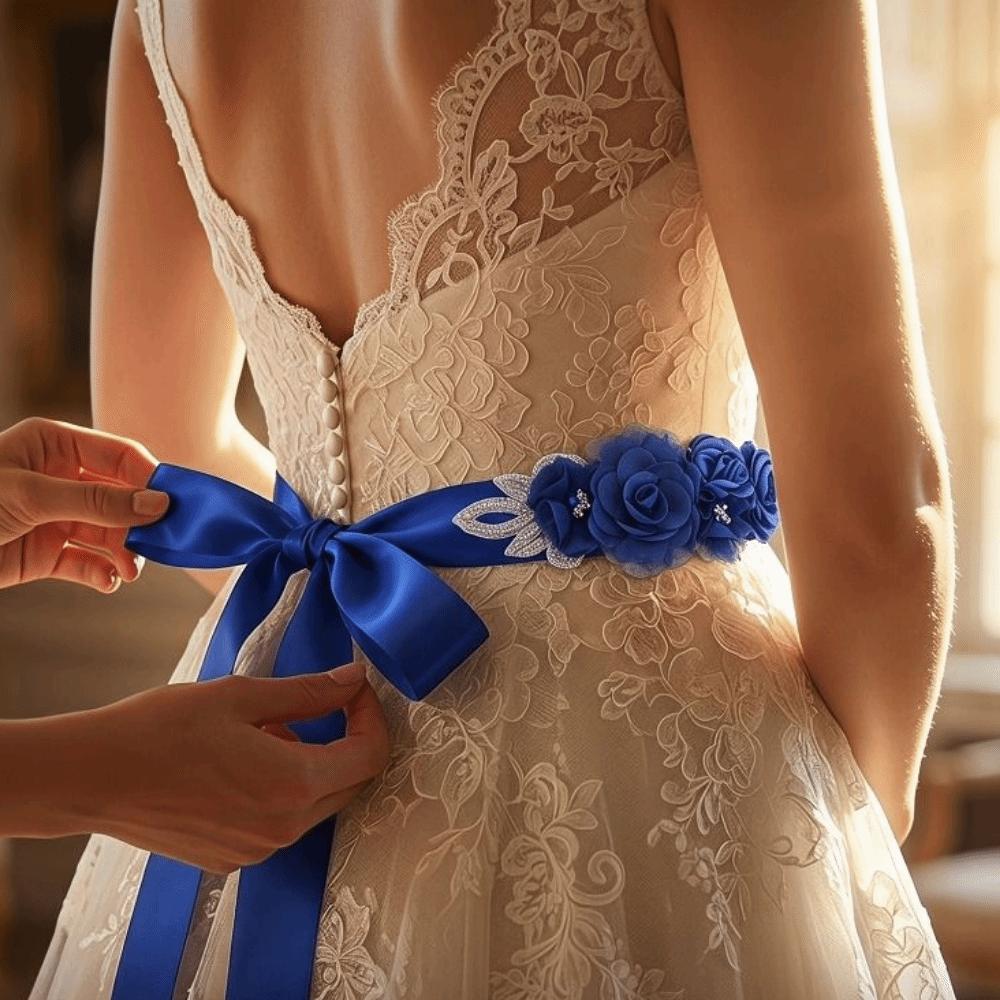 Creative Wedding Flower Waistband Rhinestone Beaded Floral Applique Sash Bridal Dress Accessories
