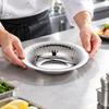 Stainless Steel Serving Plate Reflective with Fluted Rims Silver Polished