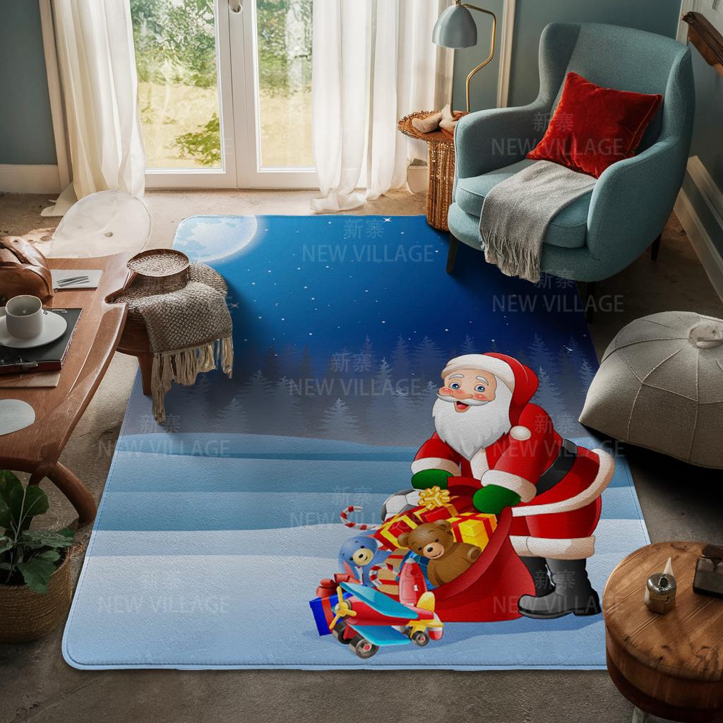 House Entrance Carpet Home Door Mat Living Room Bath Foot Bathroom Non-slip Water Absorption Rugs Bath Merry Christmas Winter