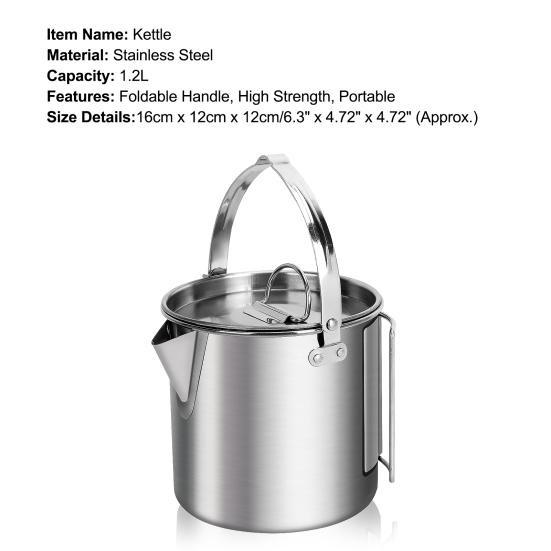 1.2L Practical Outdoor Kettle Lightweight High Strength Wear Resistant