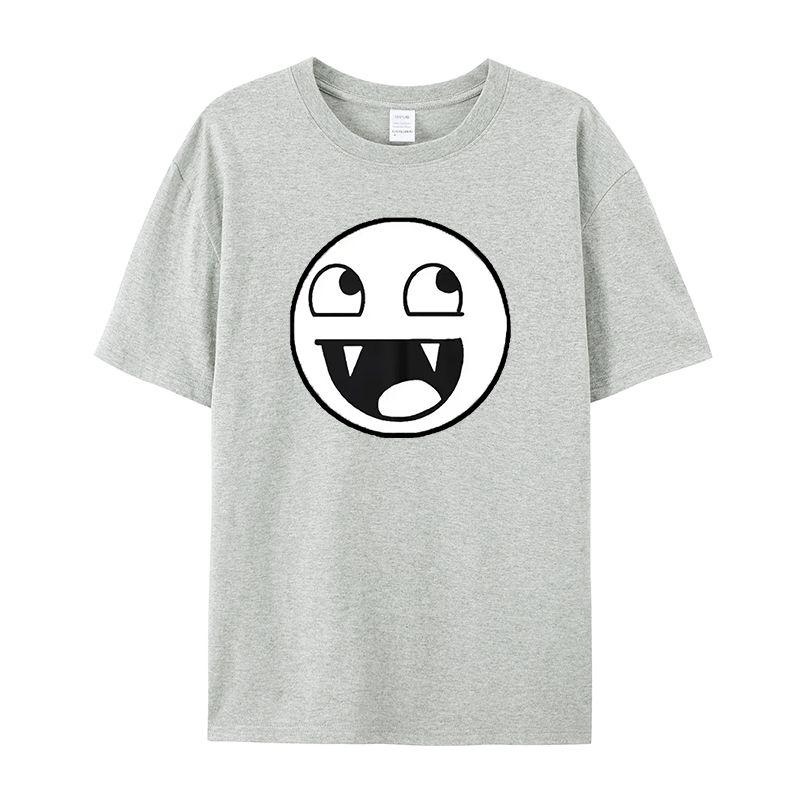 2026 New Fun Face Meme Wacky Print High Quality Mens Short Sleeve Crew Neck Breathable Comfortable Loose Tee