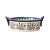 Plat de cuisson rectangulaire en céramique à double oreille Polyvalent Bol à salade de fruits Motif floral Avec poignées Plaque de cuisson Micro-ondes