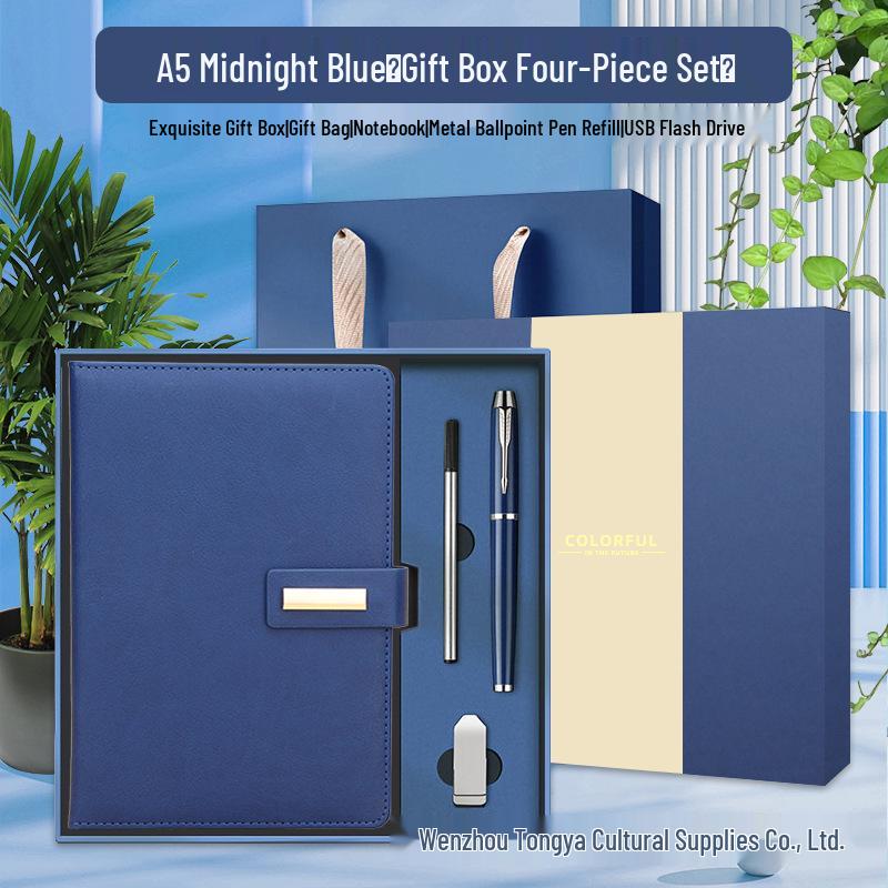 Customizable Business Diary Gift Set with Logo Printing - One-Buckle Notebook and Corporate Souvenir