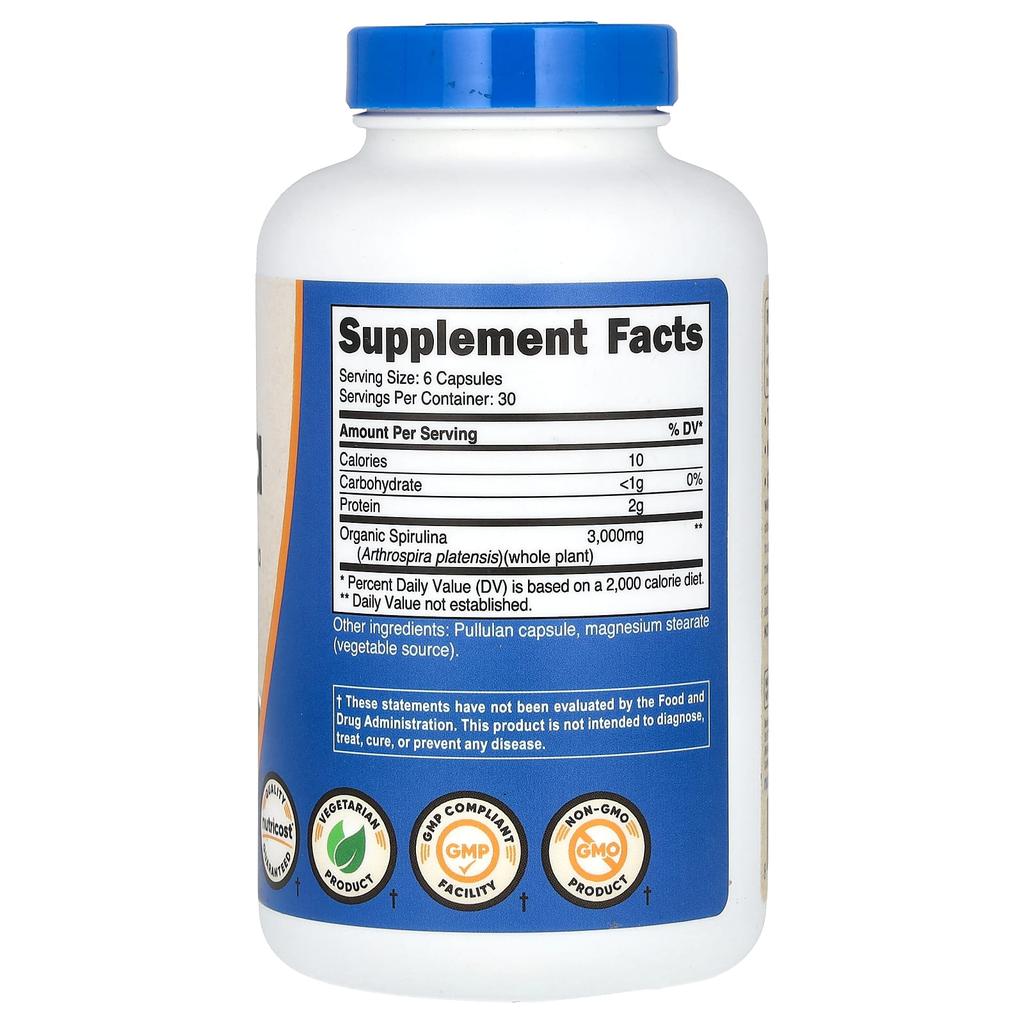 Spirulina, 180 Capsules (500Mg Per Capsule)
