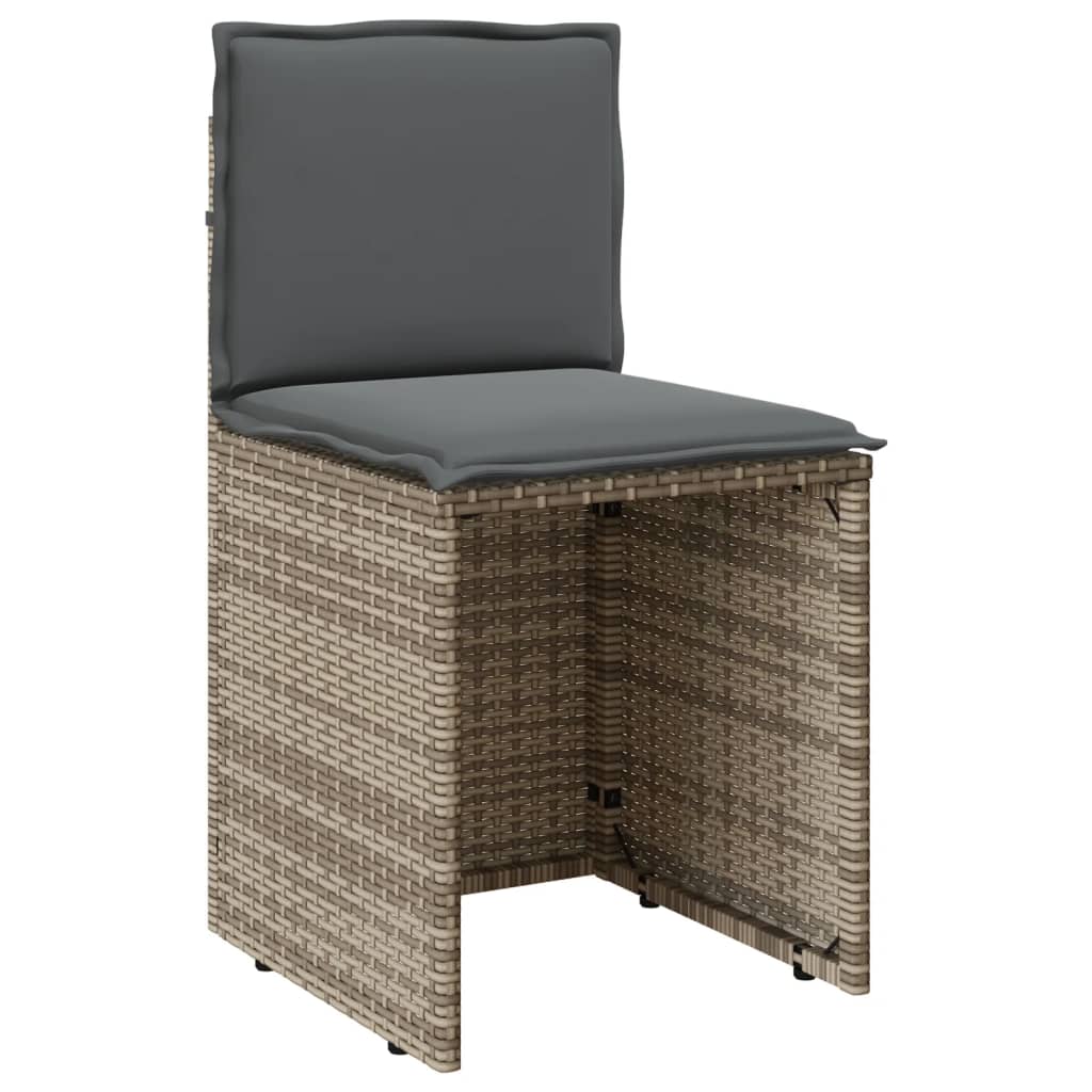 3 Piece Bistro Set with Cushions Beige Poly Rattan