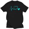 Markenkleidung Herzschlag Flugzeug Liebe Druck Lustiges T-Shirt T-Shirt Herren Kurzarm T-Shirt Camiseta Leuchtendes T-Shirt Ropa Hombre