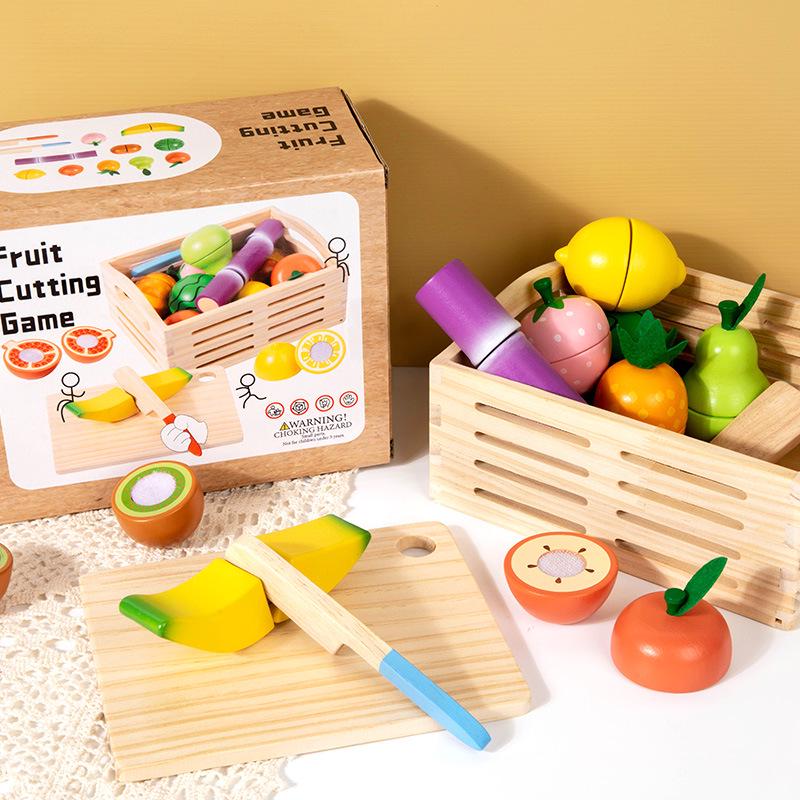 Wooden Fruit Cutting Playset: Hands-on Educational Kitchen Toy for Early Learning
