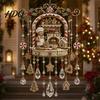 Clear Faceted Crystal Pendant Christmas Wind Chime with Bead Chain Cat Car/Owl Xmas Tree Ornaments Pattern Design Retro Hanging Ornament for