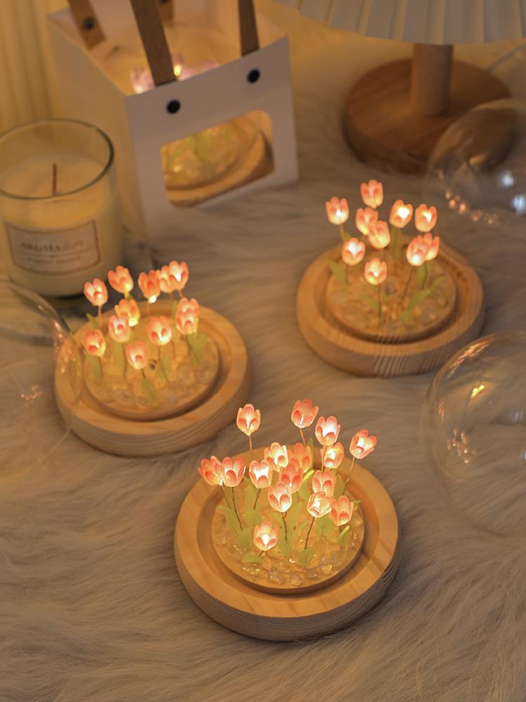 DIY Tulip LED Night Light Kit - Handmade Bedroom Ornament for Qixi Festival or Birthday Gift