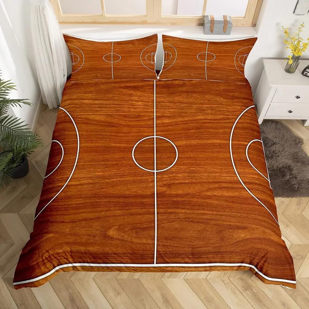 Basketball Bedding Set Kids Basketball Court Comforter Cover Set for Boys Men 3D Ball Pattern Sports Theme Duvet Cover Twin Size