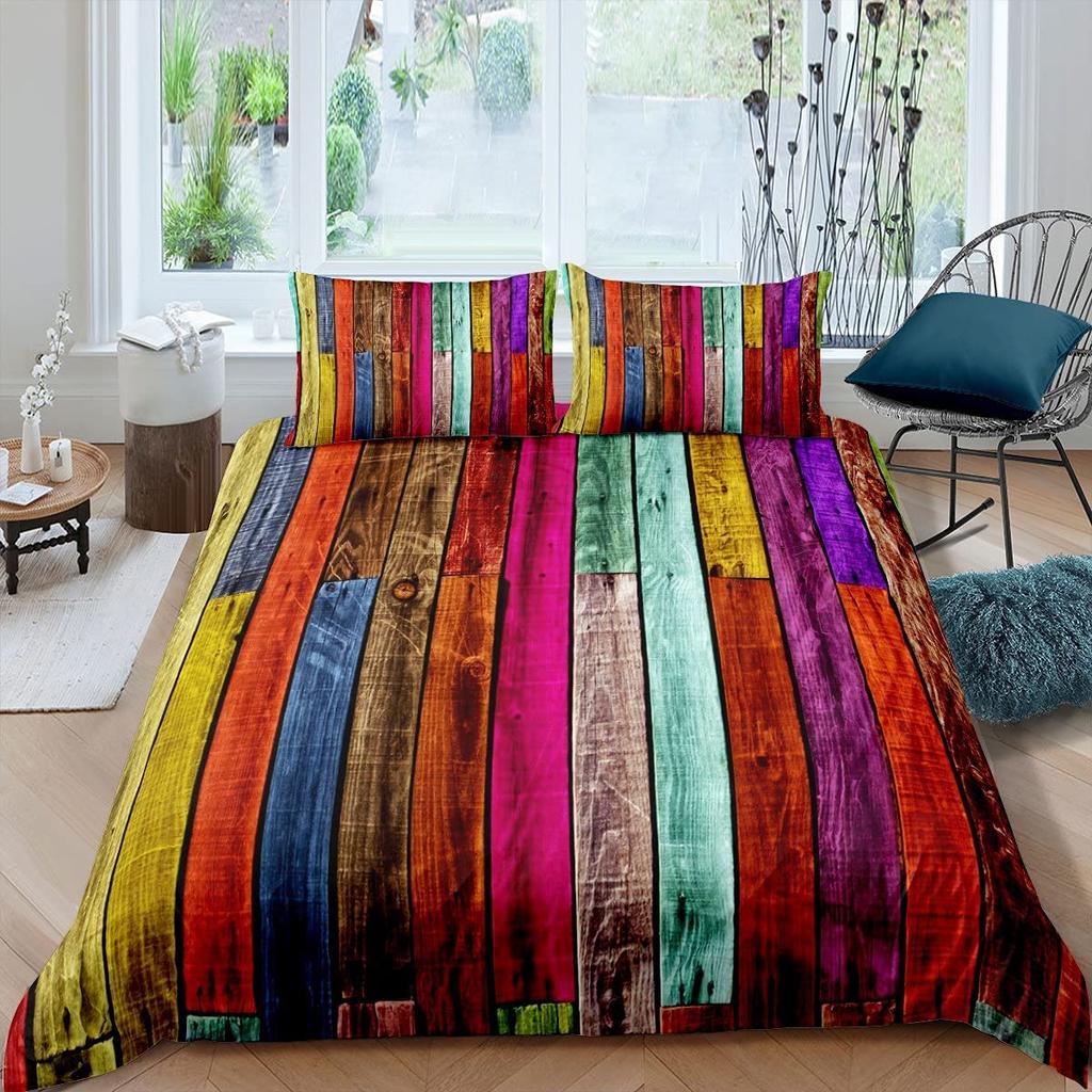 Rustic Farmhouse Wood Door Print Comforter Cover Butterfly Theme Duvet Cover,Girl Women Pink Rose Flower Bedding Set for Bedroom