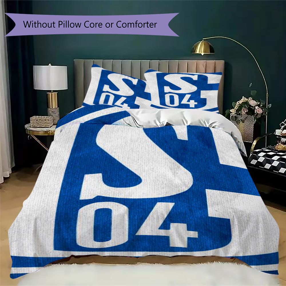 Schalke 04 Pattern Bedding,Quilt Set Quilt Cover Pillowcase Home Birthday Gift(1 * Duvet Cover + 2 * Pillowcase, Without Core)_lx