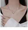 999 Sterling Silver Double Ring Interlocking Necklace - Cold Style Minimalist Double Circle Clavicle Chain for Women