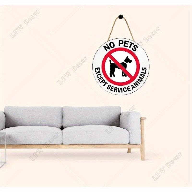 Madeira Sem Animais de Estimação Exceto Animal de Serviço Decoração de Parede Pendente Placa de Porta Redonda de Madeira para Negócios Fachada de Loja Restaurante Loja para Porta, Parede, Casa, Quarto