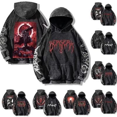 Retro Gothic Fashion Graphic Print Hip Hop Hoodie for Men Punk Casual Loose Pullover Women Streetwear Sweatshirt Hoodies