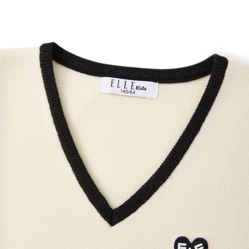 ELLE KIDS Girls' V-Neck Contrast Trim Knit Sweater Vest