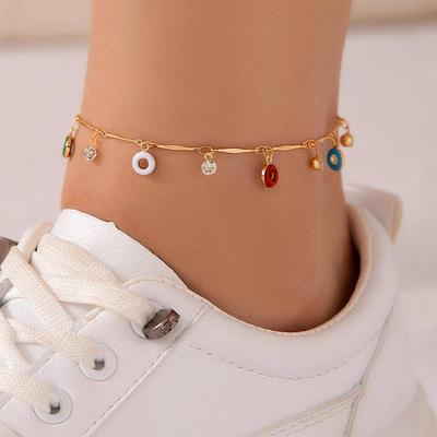 Colorful Round Anklet for Women Men Fashion Geometric Foot Chain Beach Holiday Jewelry