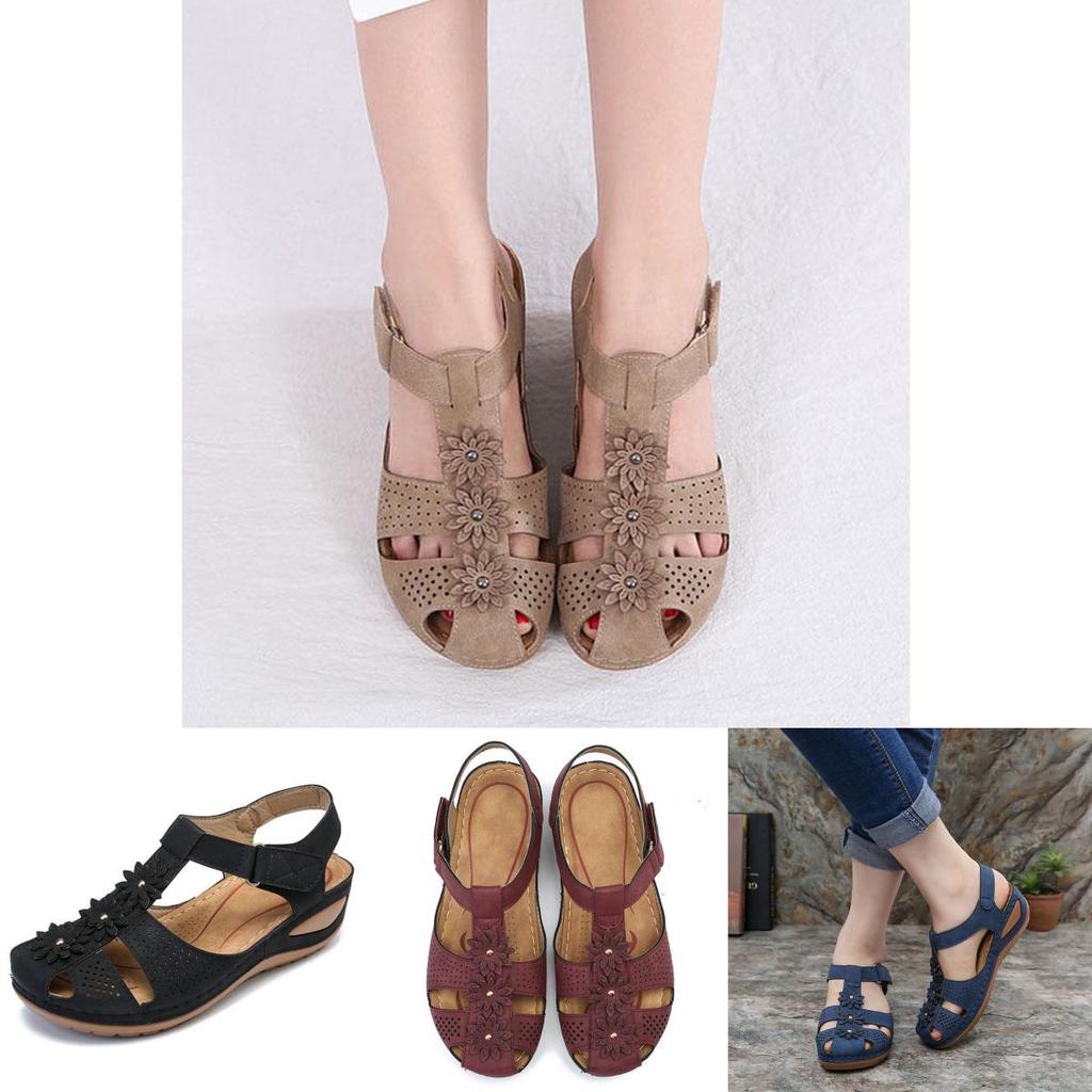 Casual Women's Round Toe Wedge Heel Sandals Breathable Hollow Style For Summer Comfort